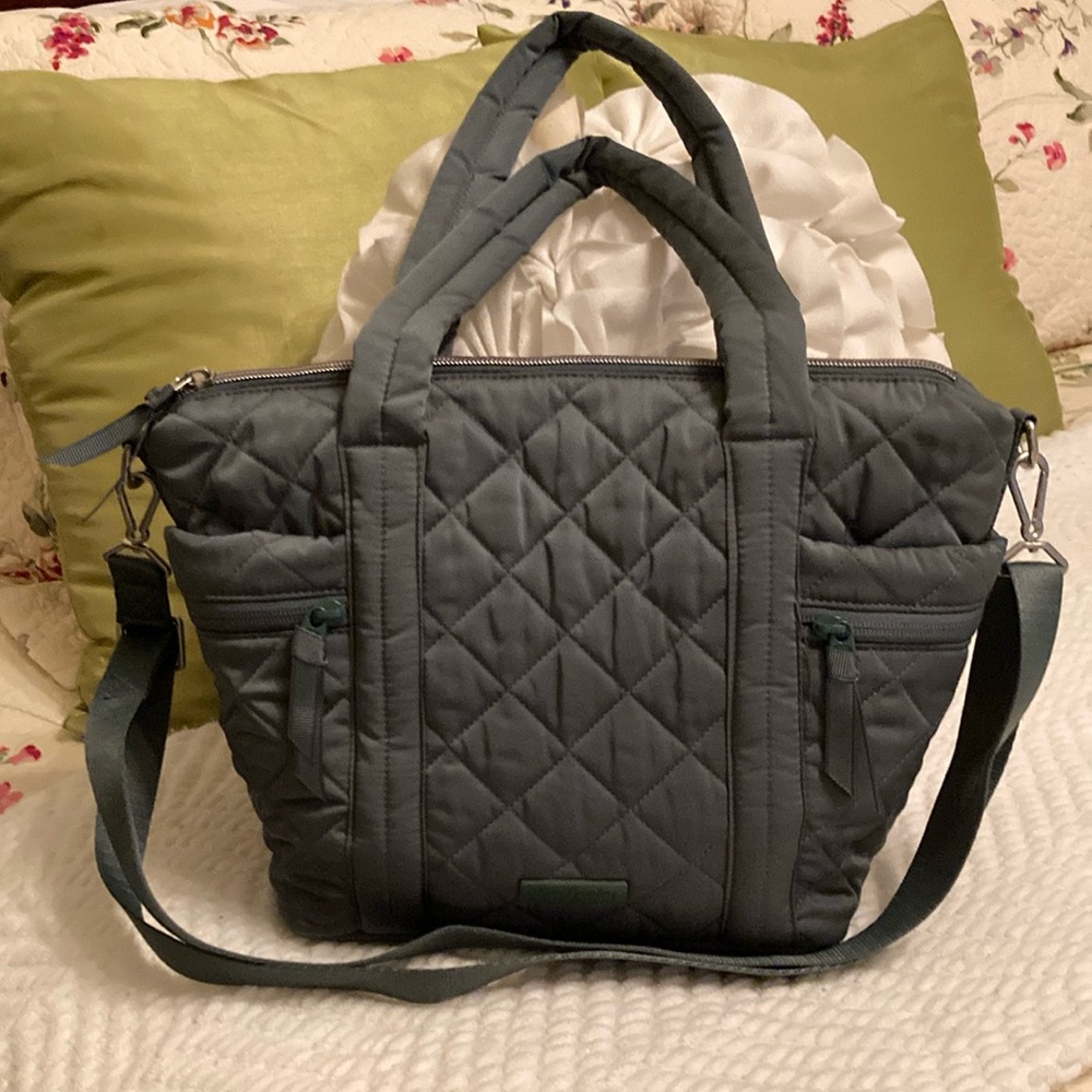 Quilted Tote Bag with Adjustable Crossbody Detachable Strap